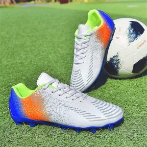 1pair Unisex Teenagers' Outdoor Assassin Series Low-cut Shock-resistant Soccer Shoes With Long Spikes White