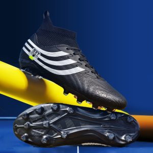 Youngsters' High-Top Soccer Cleats -, Non-Slip AG Spikes for Training & Competition, Breathable Faux Leather, Lightweight for Boys & Girls