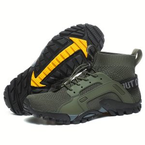 Men's Breathable Non-Slip Hiking Shoes: Lightweight Lace-Up Sneakers for Outdoor Travel and Camping