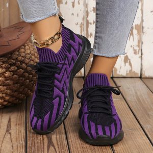 Women's Comfortable Wave Pattern Running Shoes: Lightweight & Breathable Sneakers